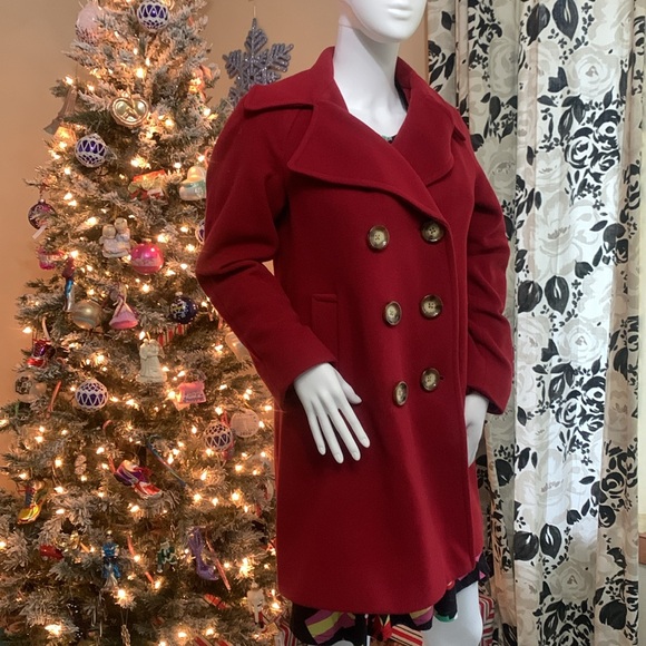 Michael Kors red pea coat woman’s size 2P 311 - Picture 3 of 7